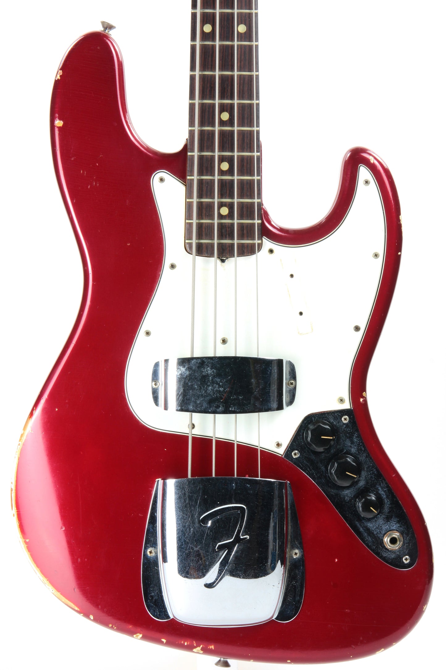 1965 Fender Jazz Bass Candy Apple Red Custom Color - No Binding, Dot Inlays, Matching Headstock!