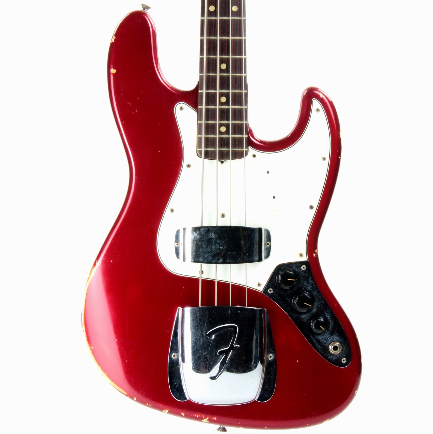 1965 Fender Jazz Bass Candy Apple Red Custom Color - No Binding, Dot Inlays, Matching Headstock!