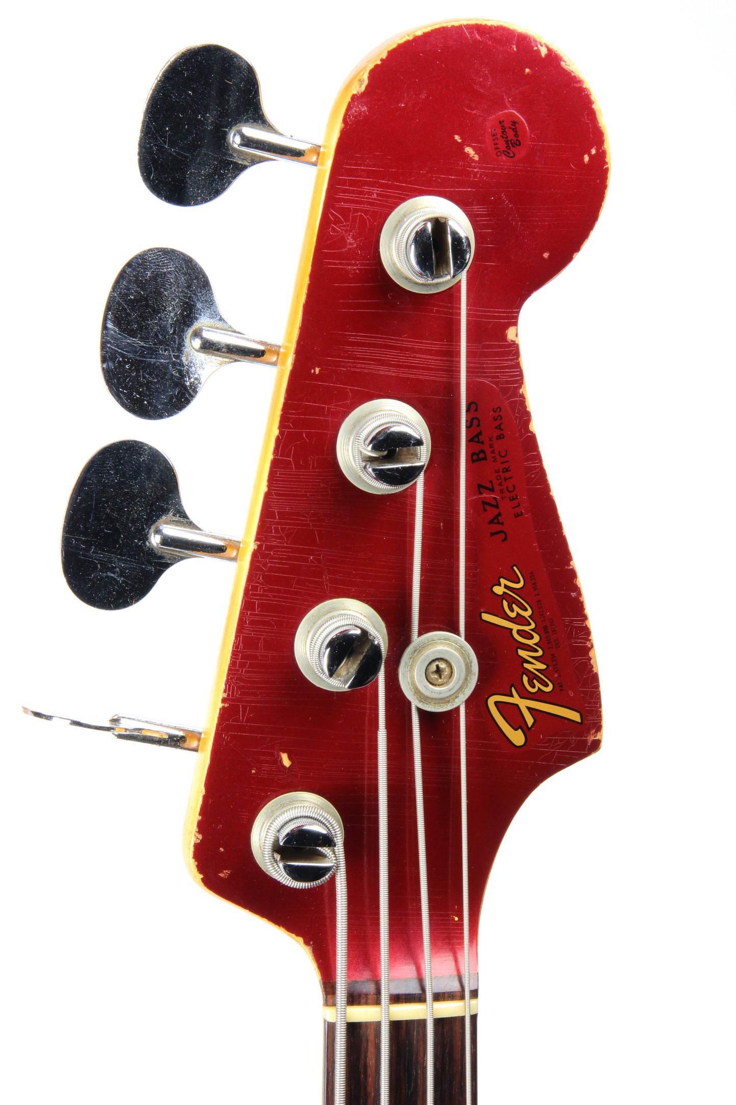 1965 Fender Jazz Bass Candy Apple Red Custom Color - No Binding, Dot Inlays, Matching Headstock!