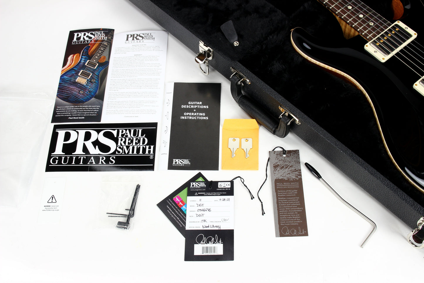 2021 PRS Wood Library BRAZILIAN ROSEWOOD DGT Torrefied Flame Maple Neck Black Top David Grissom Trem