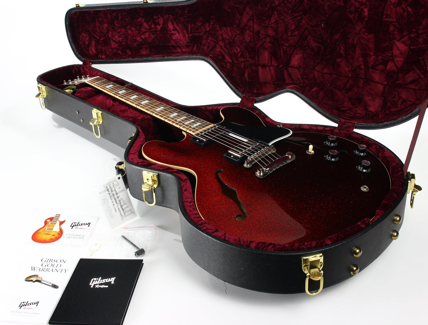 2008 Gibson Custom Shop 1963 ES-335 Red Sparkle -- MATCHING HEADSTOCK, Historic '63 Reissue, Block Inlays