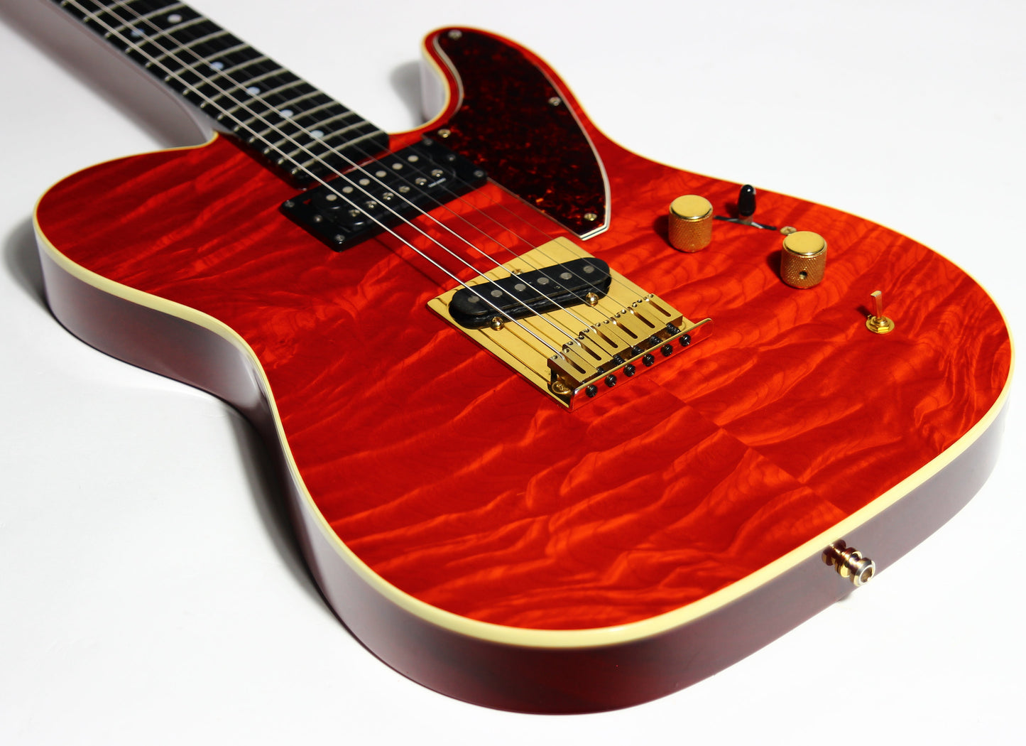 1993 Fender Custom Shop Set Neck Country Artist Telecaster QUILT Sunset Orange Transparent --VERY RARE TELE