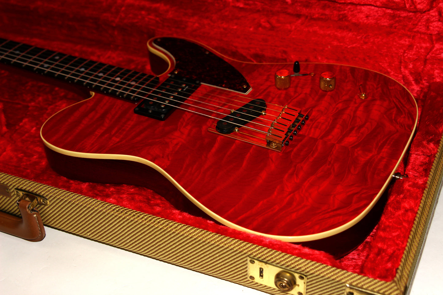 1993 Fender Custom Shop Set Neck Country Artist Telecaster QUILT Sunset Orange Transparent --VERY RARE TELE