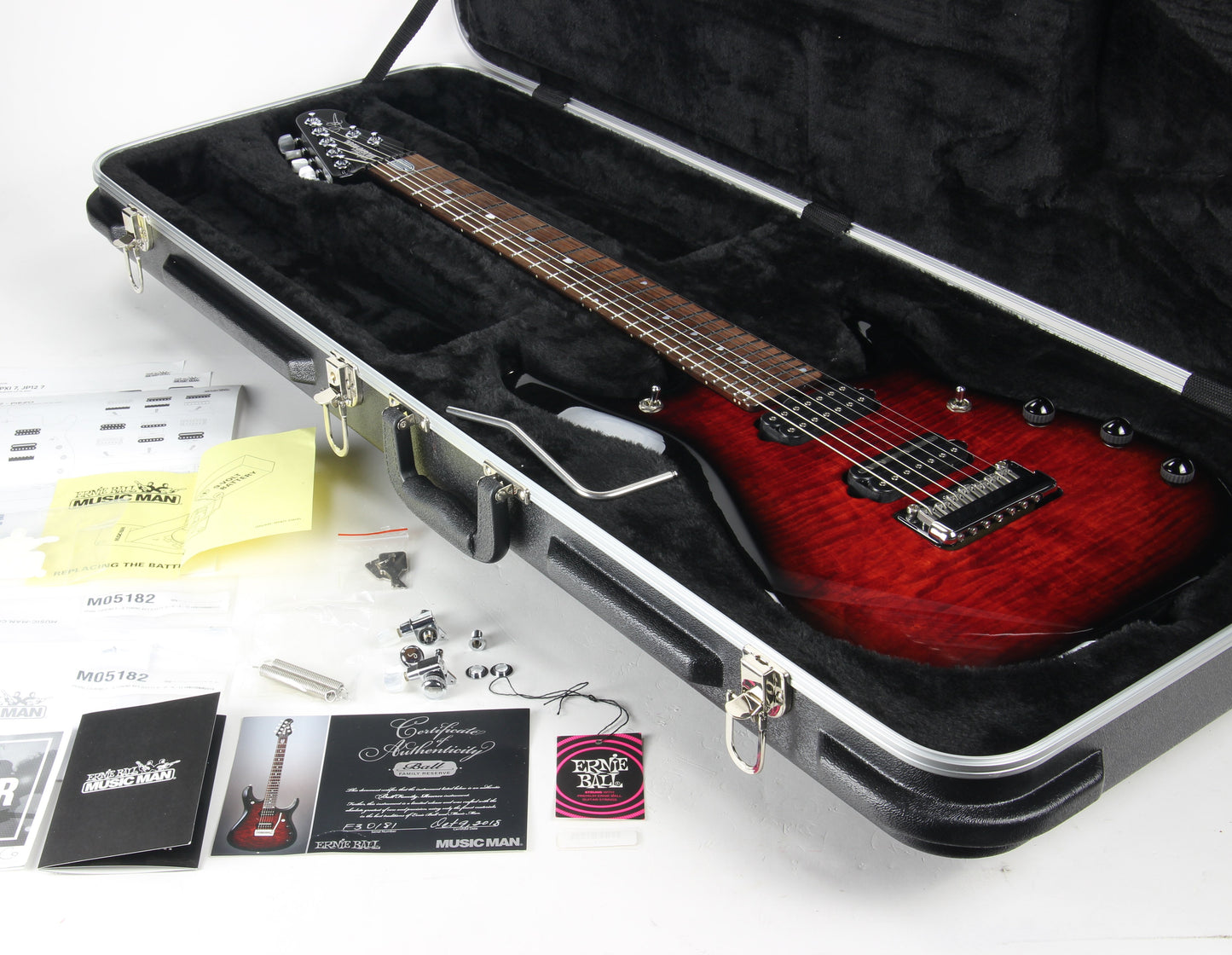2018 Ernie Ball Music Man BFR 7-String John Petrucci JP7 Family Reserve RUBY RED Piezo