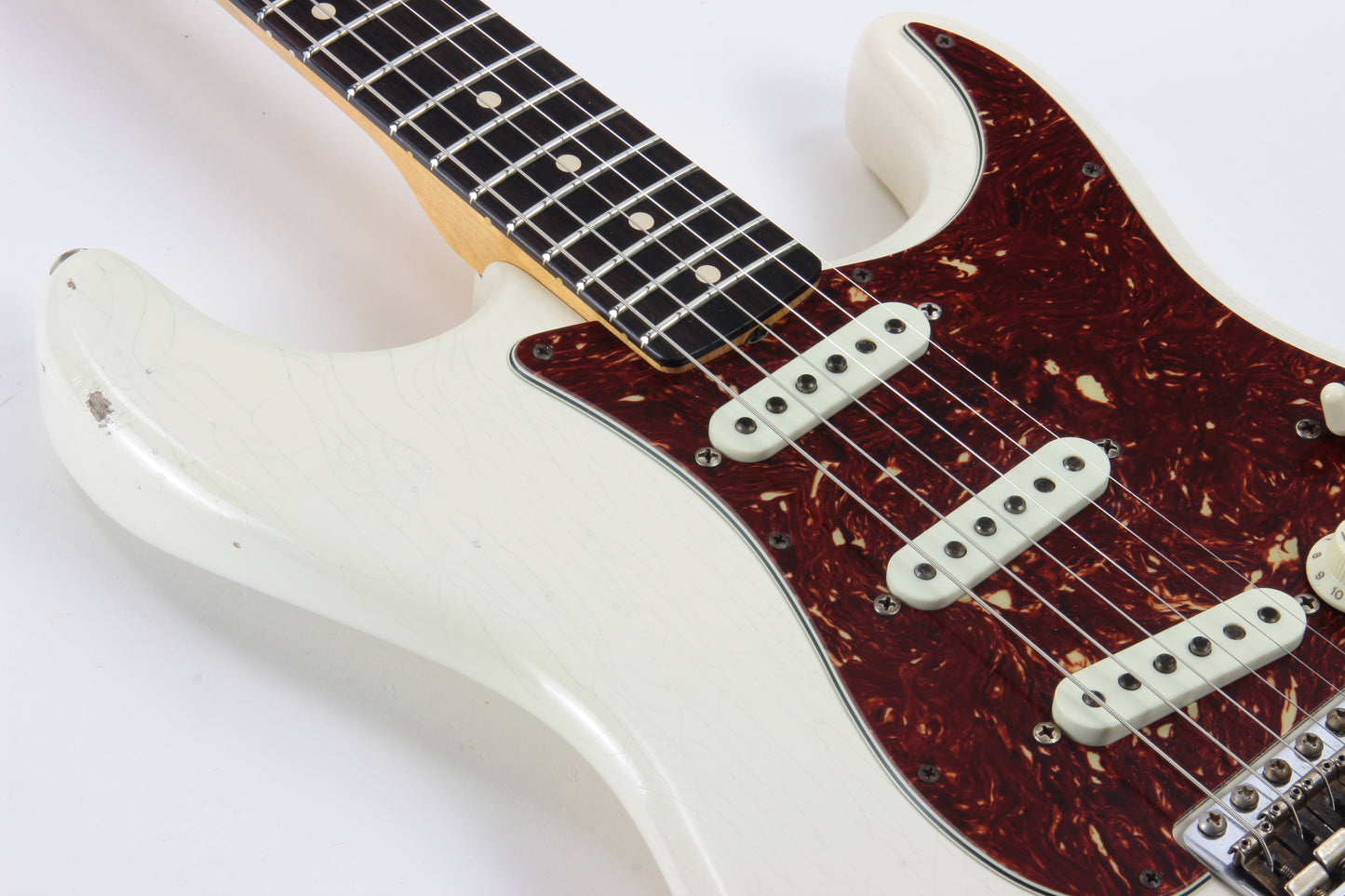 '63 Fender Custom Shop Masterbuilt Builder Select 1963 Stratocaster Relic - Yuriy Shishkov White Strat, Tortoise Guard