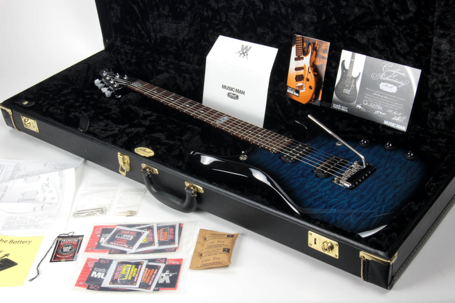 2011 Music Man BFR John Petrucci JP6 Ernie Ball Family Reserve QUILT Bahama Blue Burst Piezo
