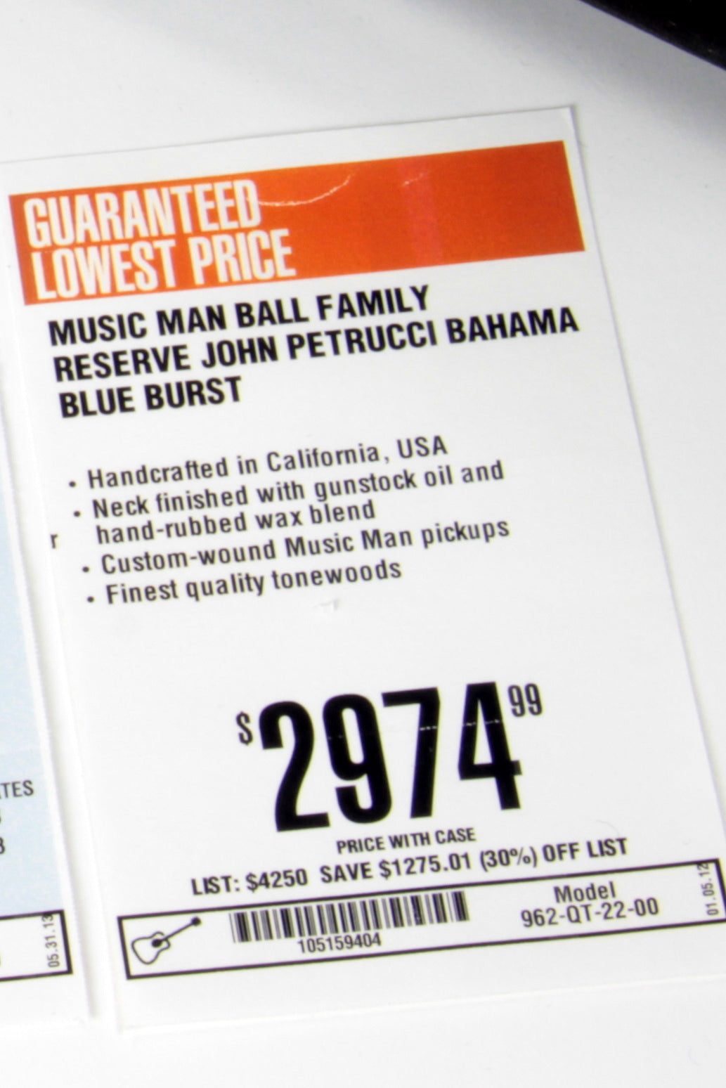 2011 Music Man BFR John Petrucci JP6 Ernie Ball Family Reserve QUILT Bahama Blue Burst Piezo