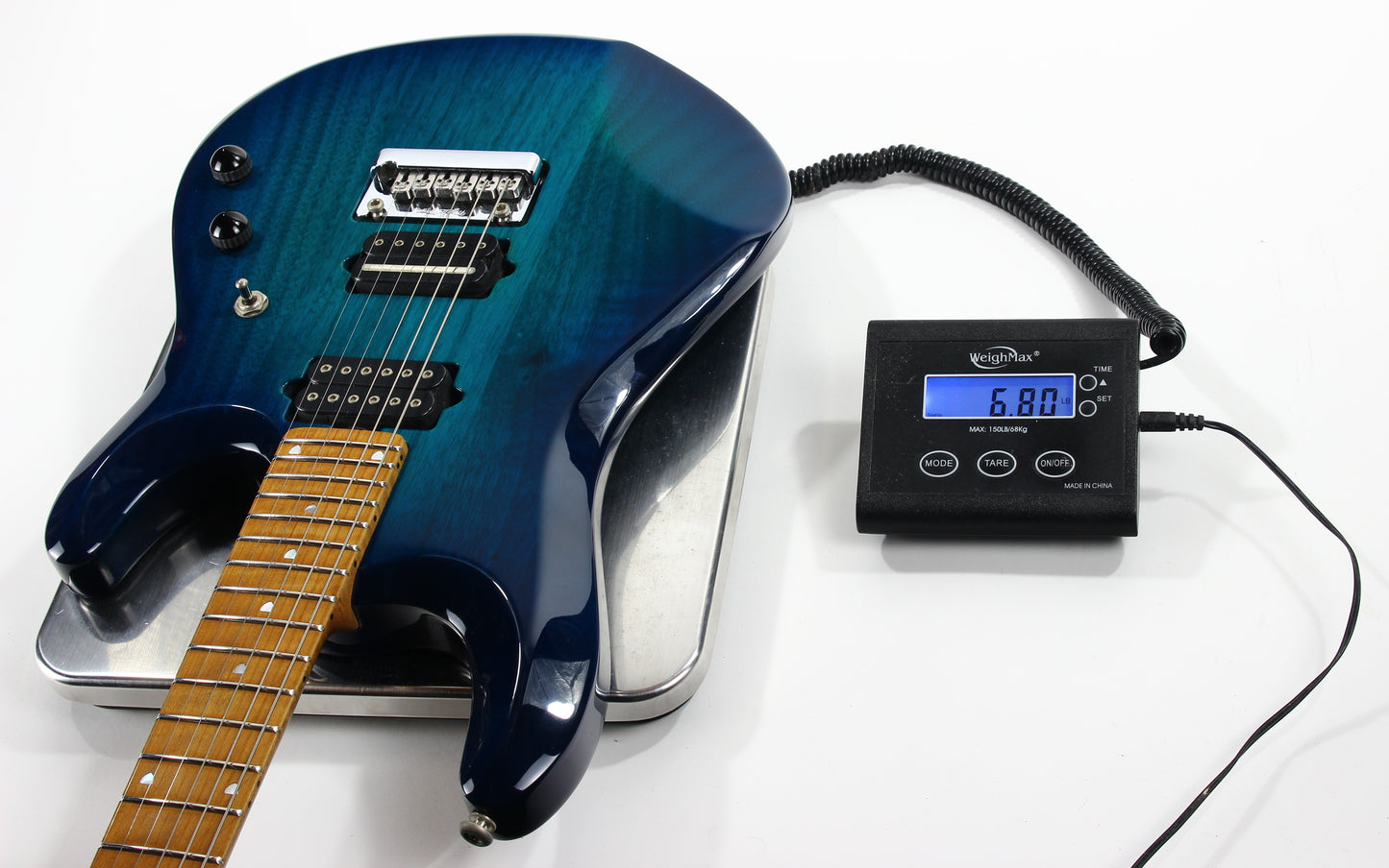 2014 Ernie Ball Music Man John Petrucci JP6 Neptune Blue Burst -- PDN, Roasted Flamed Neck
