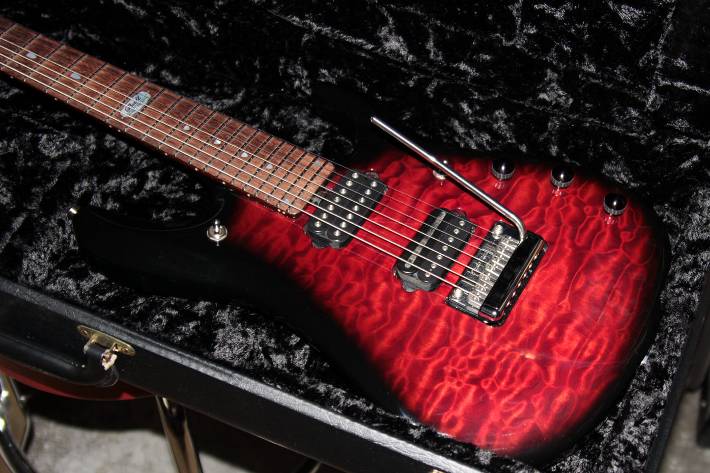 2012 Music Man BFR 7-String John Petrucci JP7 Ernie Ball Family Reserve QUILT RUBY RED Piezo