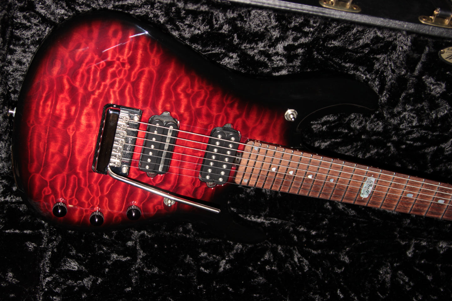 2012 Music Man BFR 7-String John Petrucci JP7 Ernie Ball Family Reserve QUILT RUBY RED Piezo