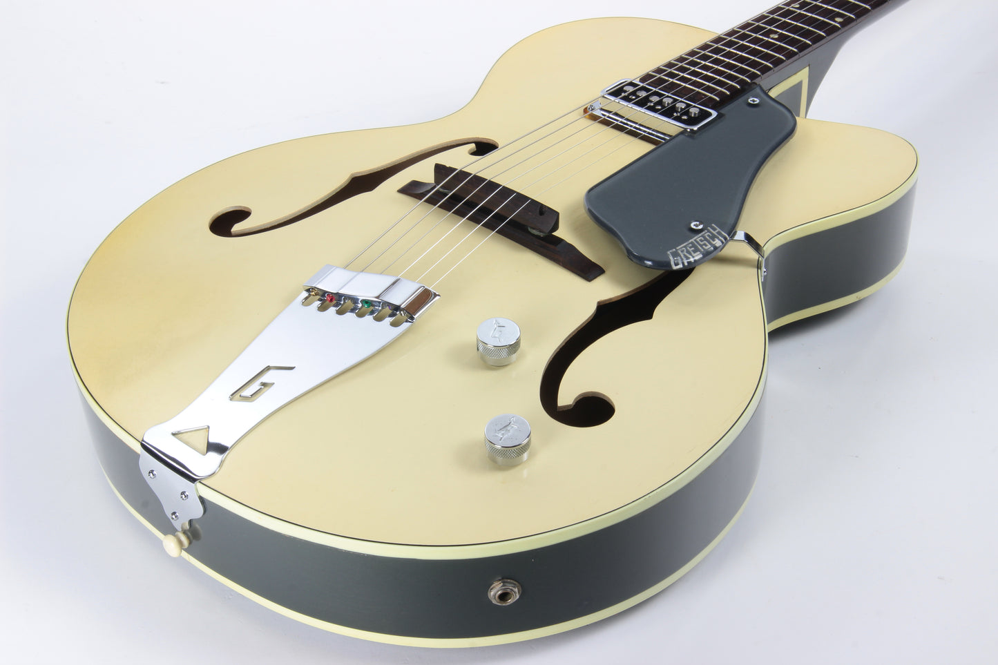 1957 Gretsch 6187 Corvette Rare Cutaway - Streamliner Lotus Ivory Gray Metallic, Dearmond, 1950's Clipper