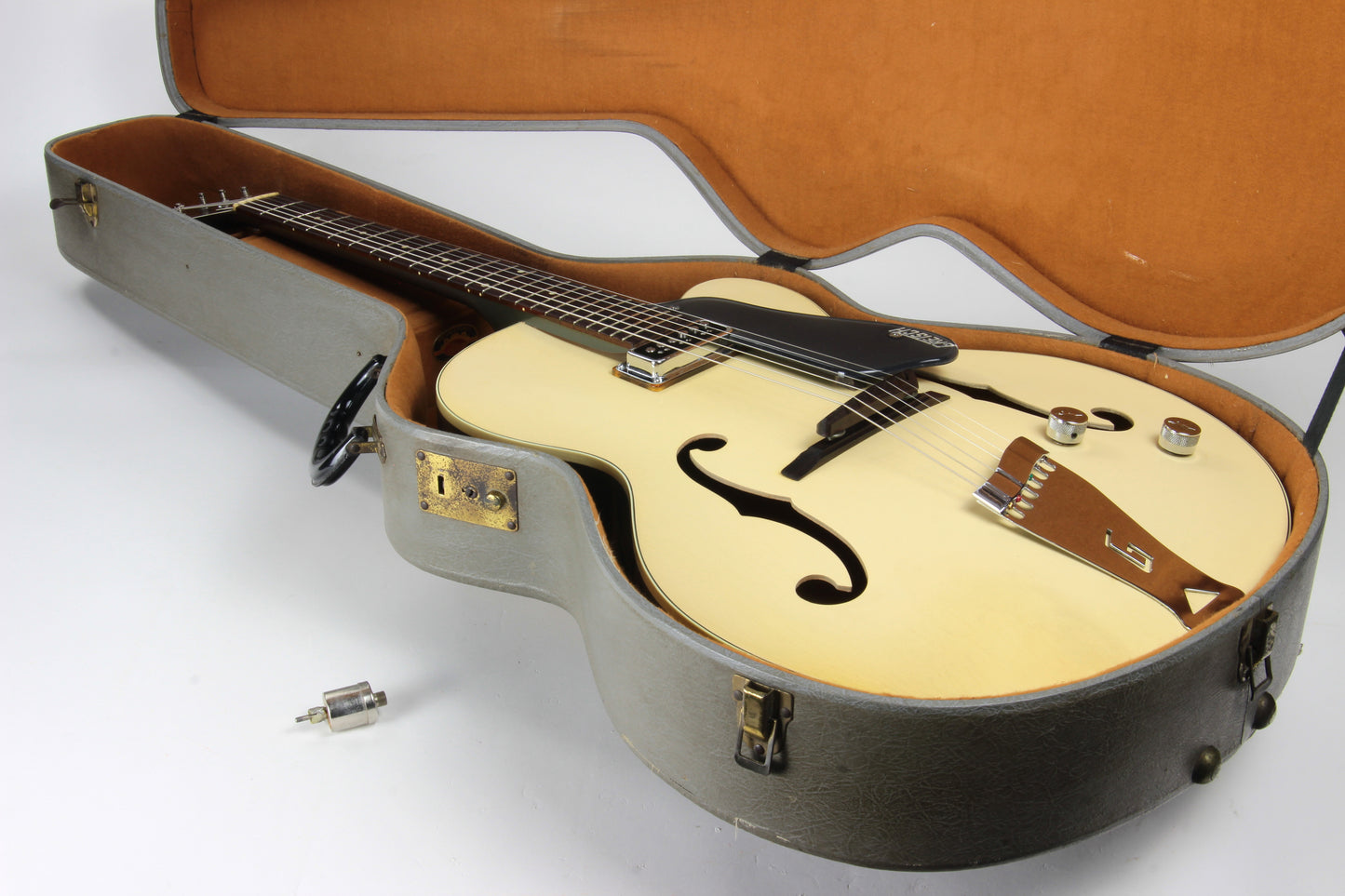 1957 Gretsch 6187 Corvette Rare Cutaway - Streamliner Lotus Ivory Gray Metallic, Dearmond, 1950's Clipper