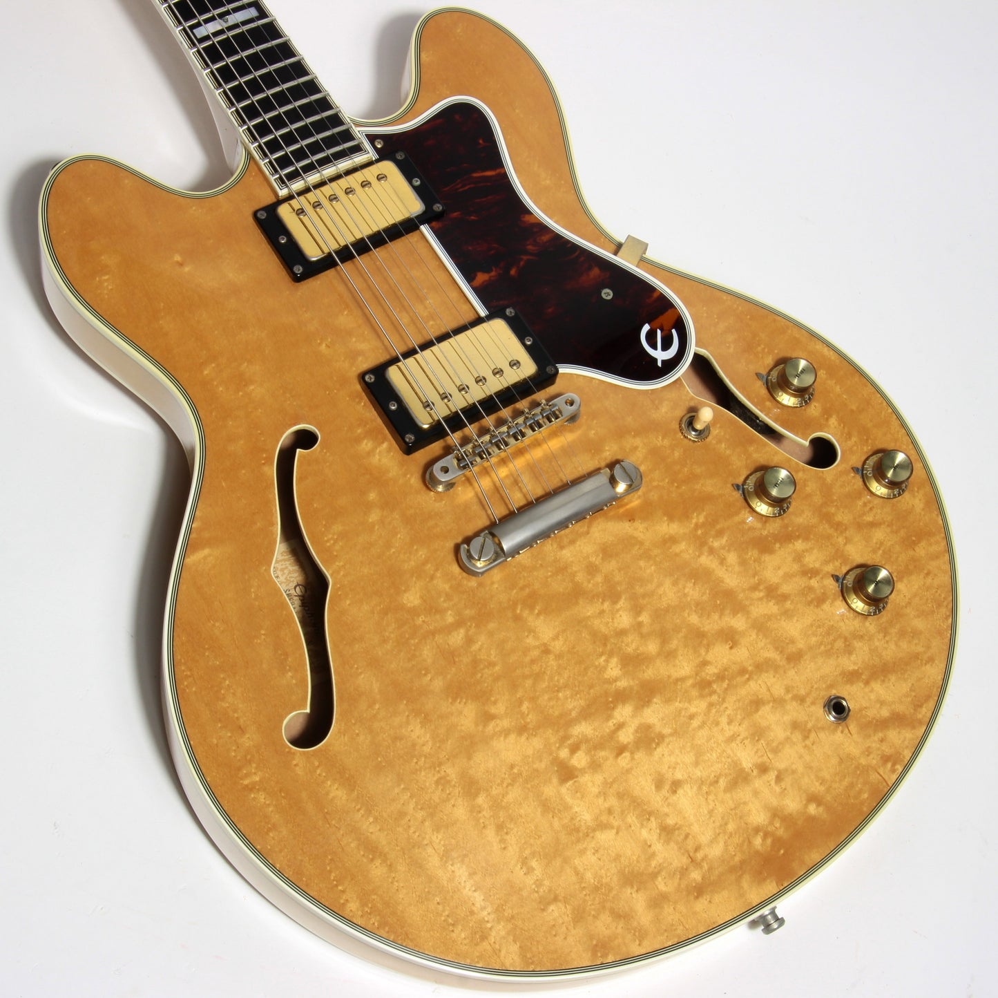 1985 Epiphone Japan Sheraton Matsumoku MIJ - Factory Gibson Case, Birdseye Maple, Natural Finish, Stop Tail, pre-elitist