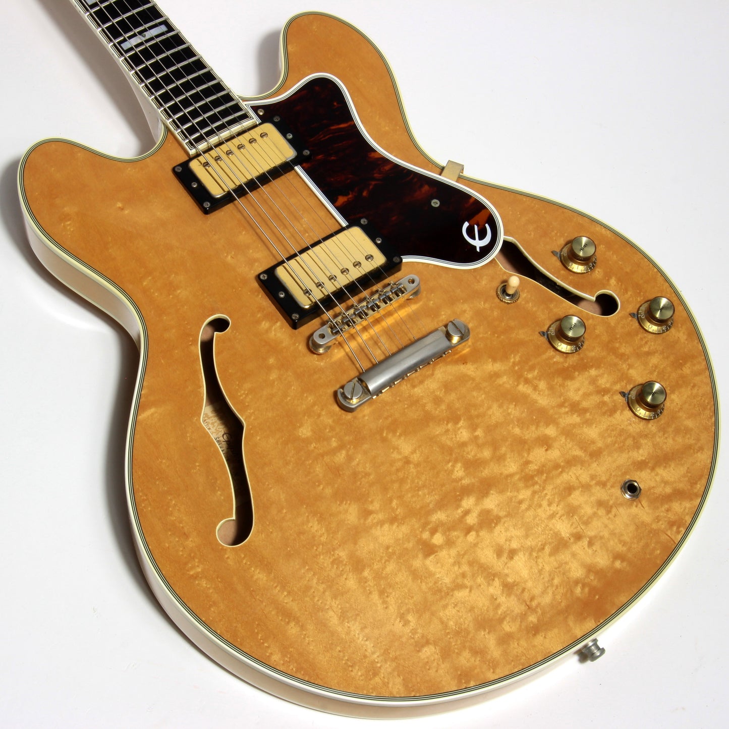 1985 Epiphone Japan Sheraton Matsumoku MIJ - Factory Gibson Case, Birdseye Maple, Natural Finish, Stop Tail, pre-elitist