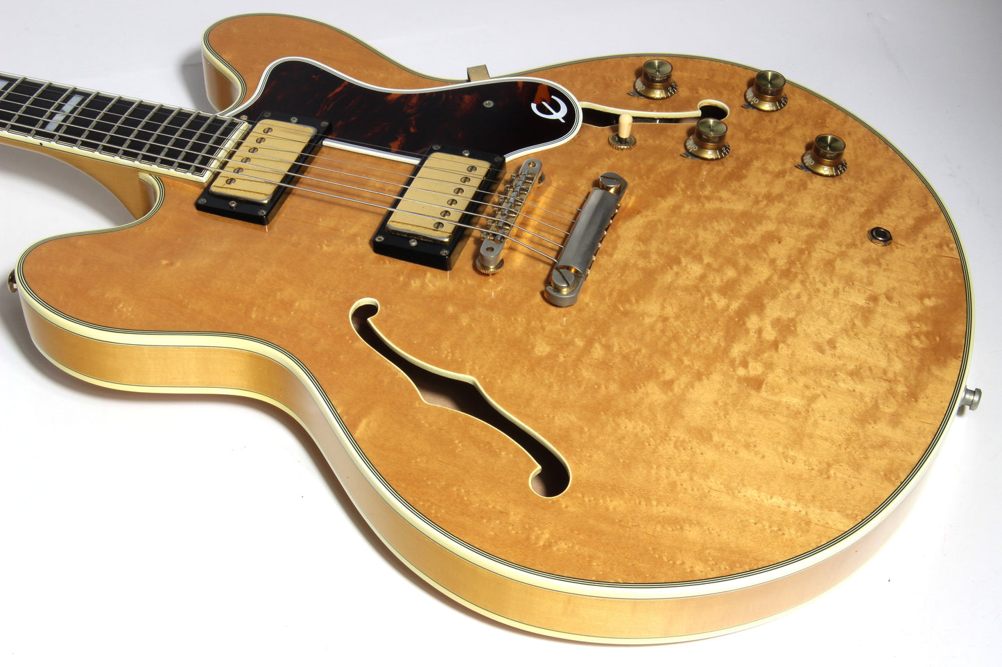 1985 Epiphone Japan Sheraton Matsumoku MIJ - Factory Gibson Case, Birdseye Maple, Natural Finish, Stop Tail, pre-elitist