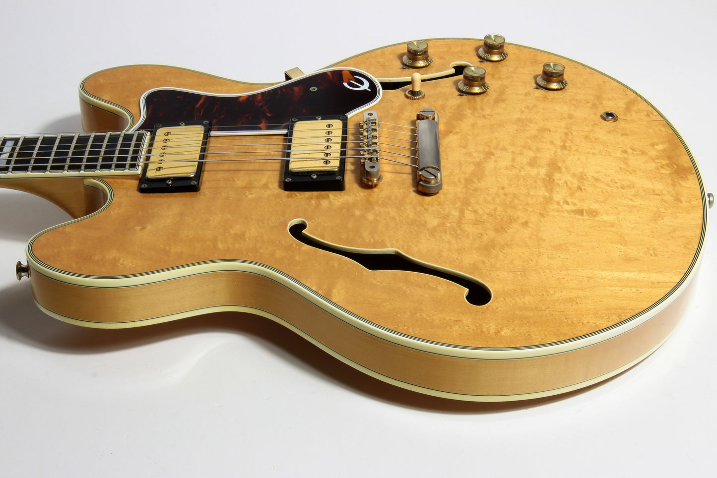 1985 Epiphone Japan Sheraton Matsumoku MIJ - Factory Gibson Case, Birdseye Maple, Natural Finish, Stop Tail, pre-elitist