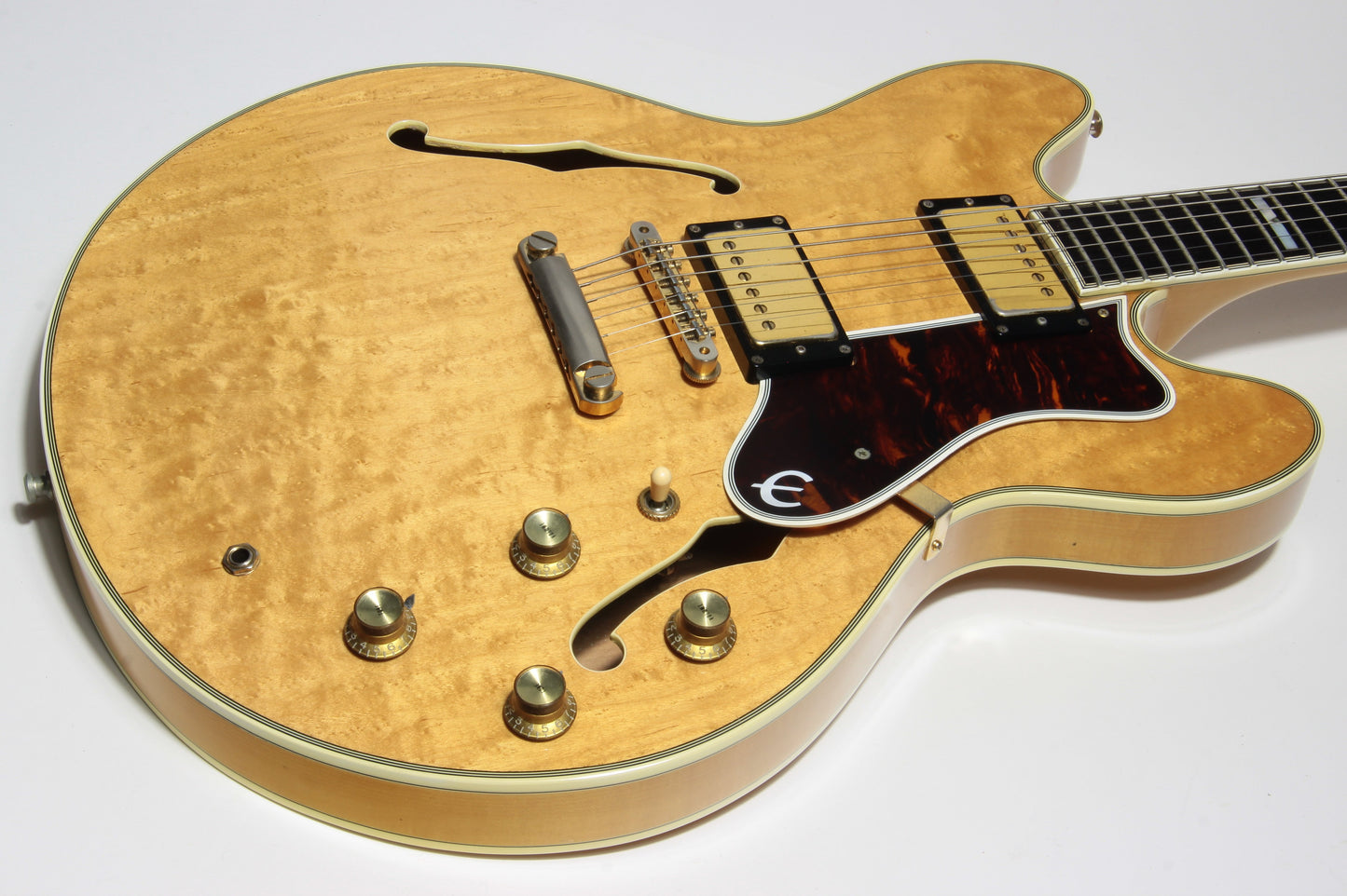 1985 Epiphone Japan Sheraton Matsumoku MIJ - Factory Gibson Case, Birdseye Maple, Natural Finish, Stop Tail, pre-elitist