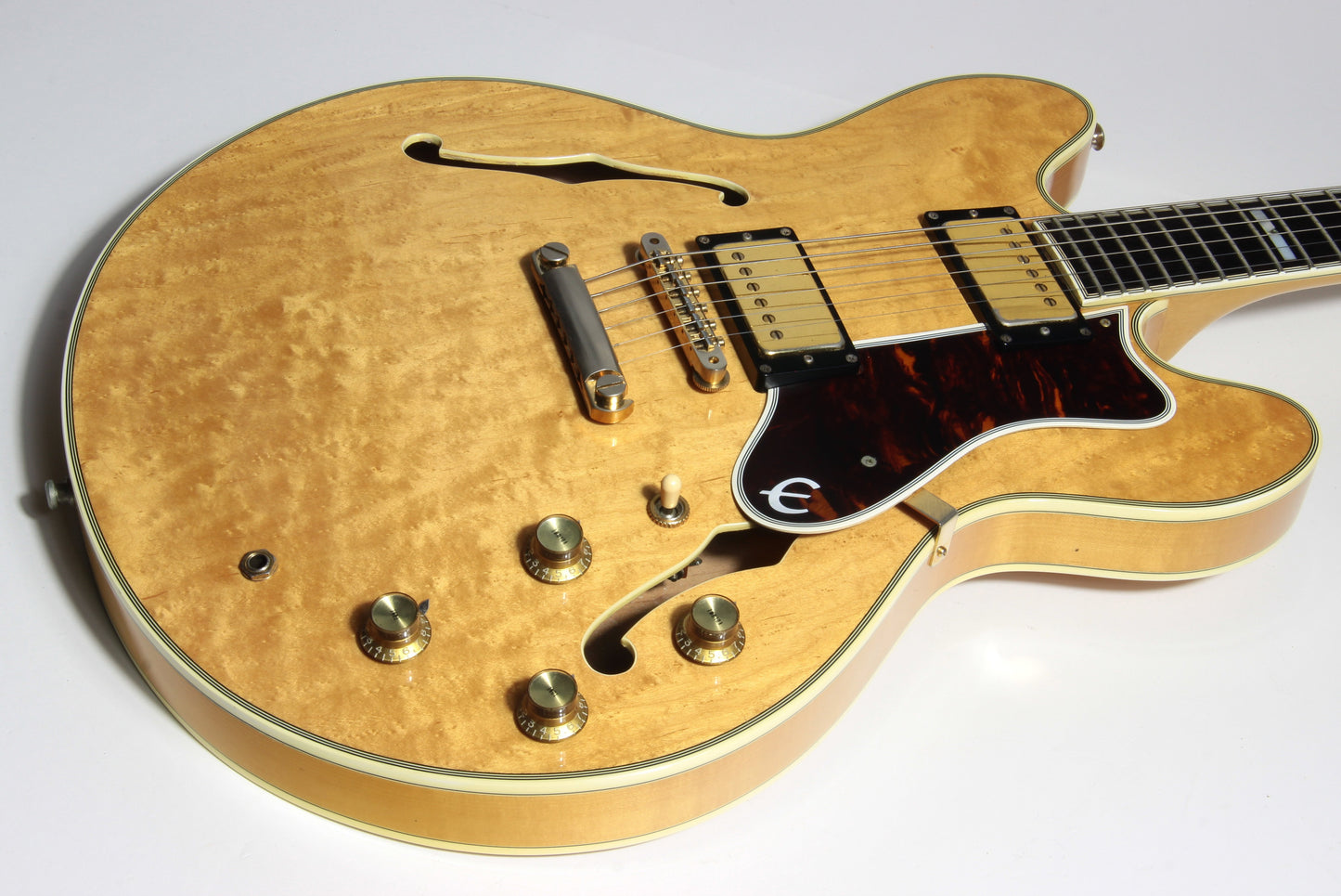 1985 Epiphone Japan Sheraton Matsumoku MIJ - Factory Gibson Case, Birdseye Maple, Natural Finish, Stop Tail, pre-elitist