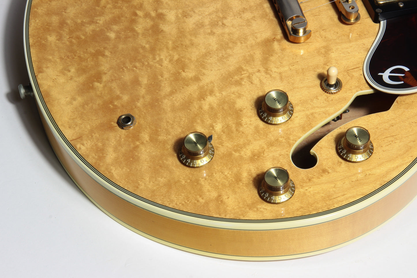 1985 Epiphone Japan Sheraton Matsumoku MIJ - Factory Gibson Case, Birdseye Maple, Natural Finish, Stop Tail, pre-elitist