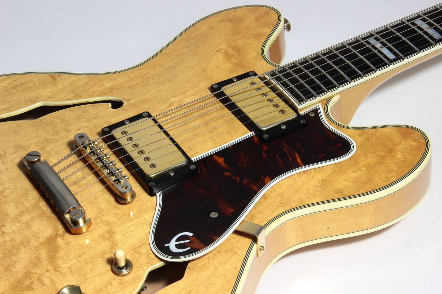 1985 Epiphone Japan Sheraton Matsumoku MIJ - Factory Gibson Case, Birdseye Maple, Natural Finish, Stop Tail, pre-elitist
