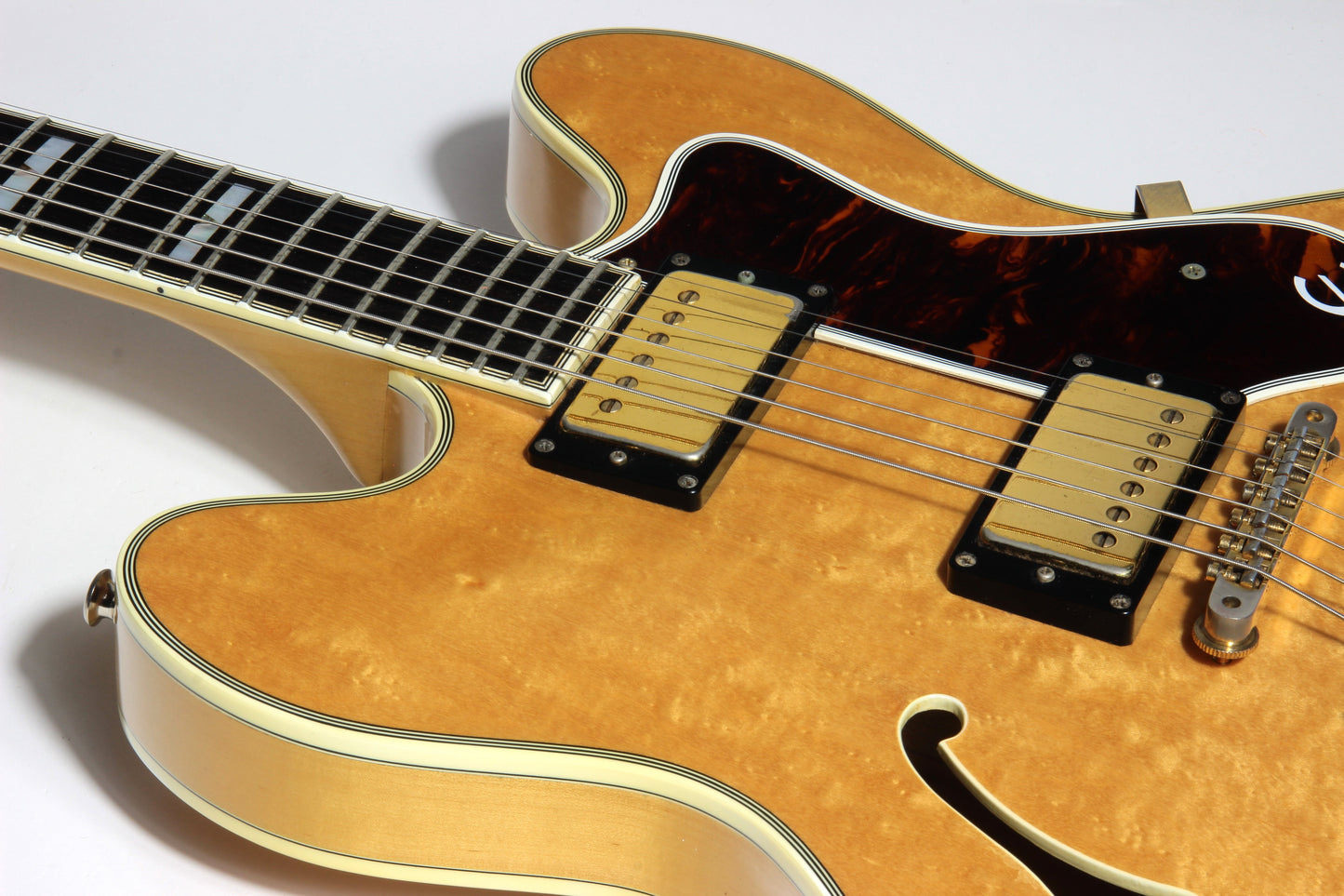 1985 Epiphone Japan Sheraton Matsumoku MIJ - Factory Gibson Case, Birdseye Maple, Natural Finish, Stop Tail, pre-elitist