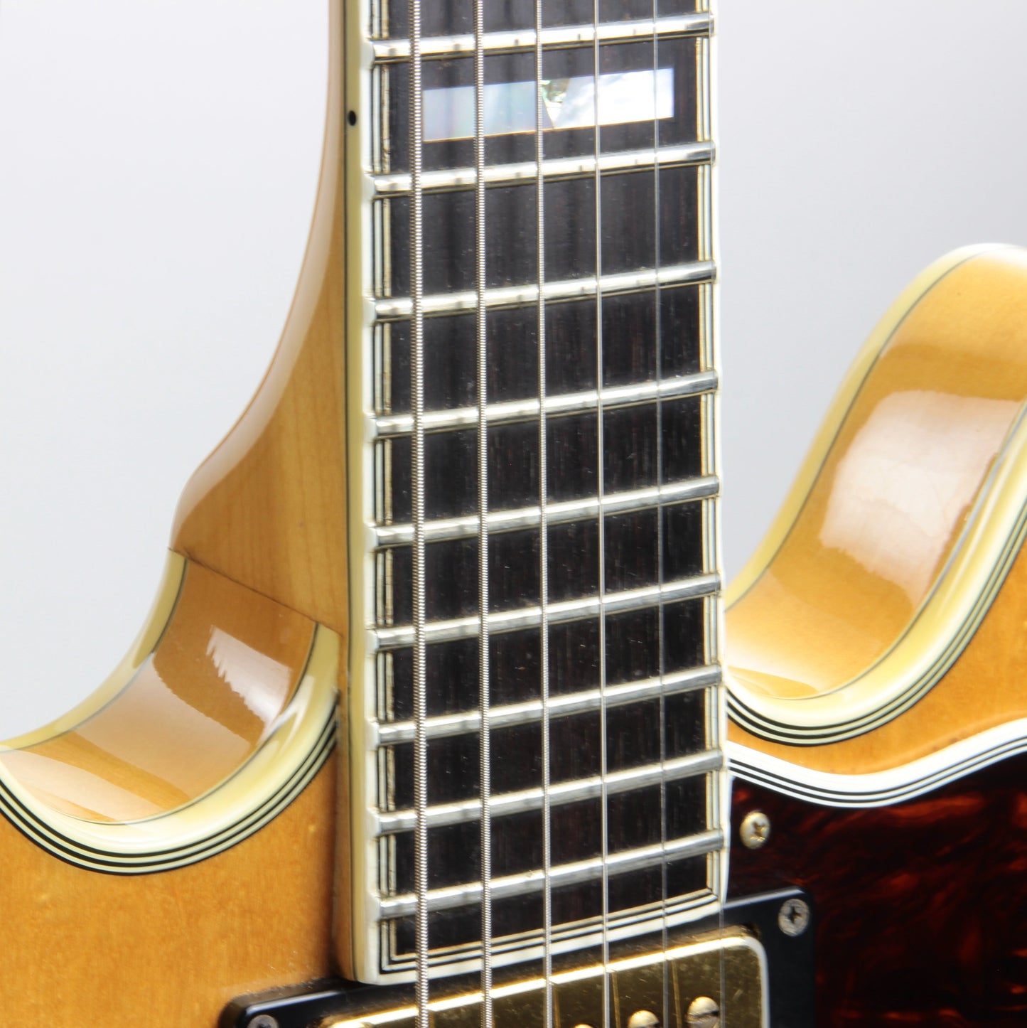 1985 Epiphone Japan Sheraton Matsumoku MIJ - Factory Gibson Case, Birdseye Maple, Natural Finish, Stop Tail, pre-elitist