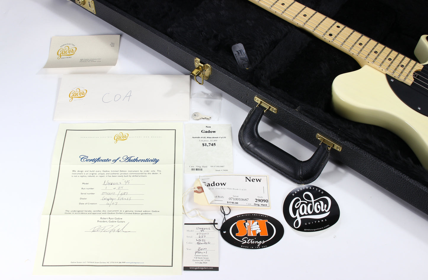 2007 Gadow Nashville "49" #1 of 24 Made - Limited Edition Tele Tribute, Ponderosa Pine Body, Lindy Fralin