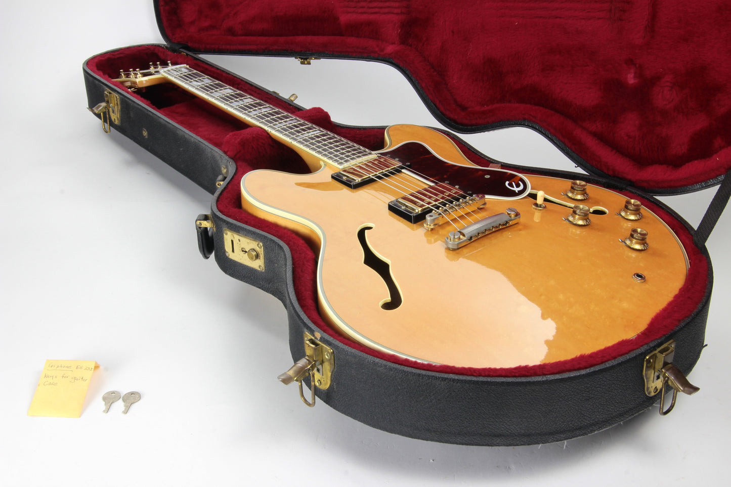 1985 Epiphone Japan Sheraton Matsumoku MIJ - Factory Gibson Case, Birdseye Maple, Natural Finish, Stop Tail, pre-elitist