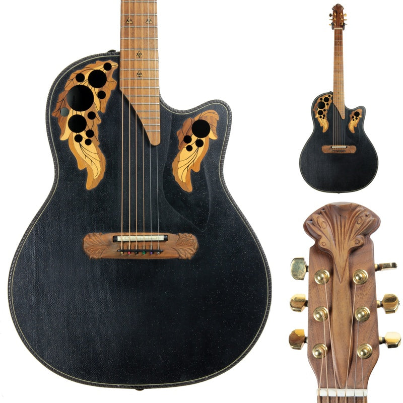 1995 Ovation SUPER ADAMAS Custom 1589-5 86 CARVED Headstock - Black Speckled Gold, Deep Body! 1587