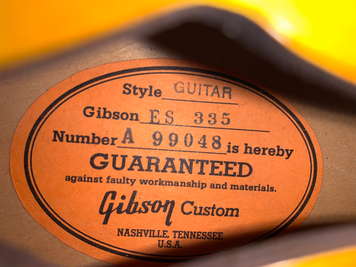 1999 Gibson Custom Shop Historic 1959 Reissue ES-335 in Sunburst w Peter Florance Voodoo 59 PAF Humbuckers! Sunburst