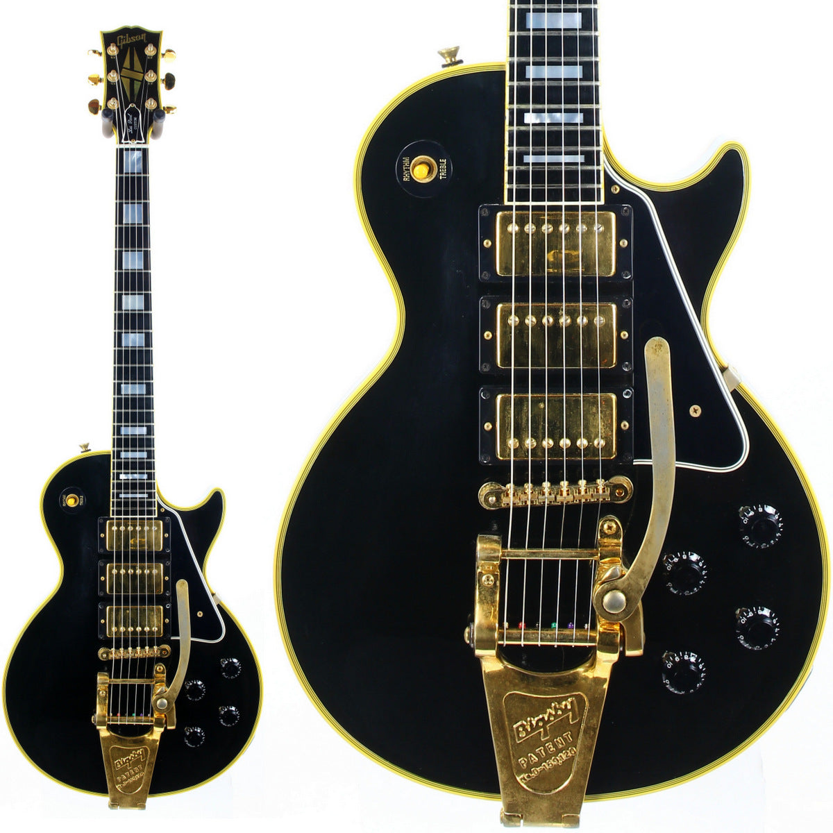 1995 Gibson '57 Les Paul Custom Reissue Bigsby 3 Pickups! LPB-3 Black ...