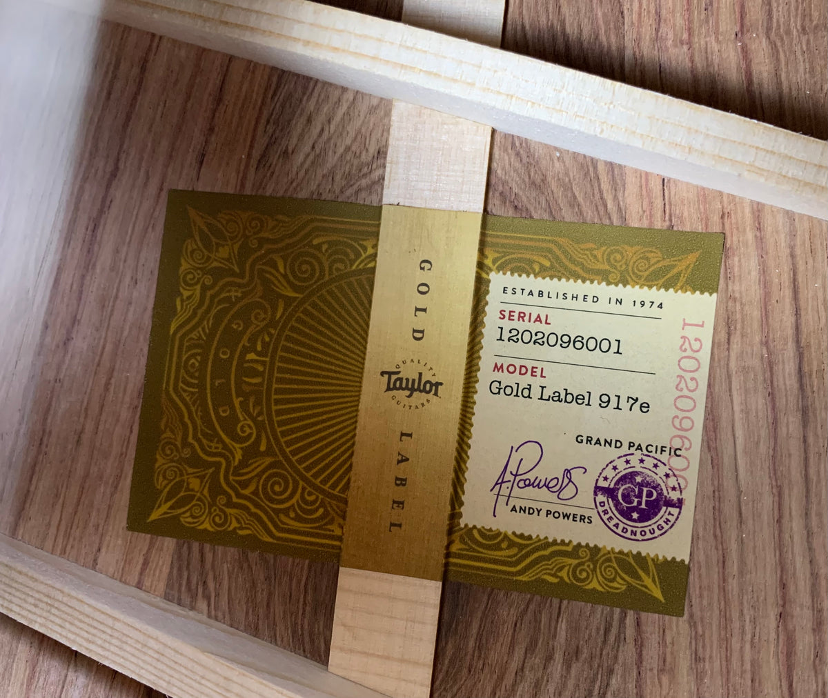 2026 Taylor Next Generation Gold Label 917E Grand Pacific Torrefied Adirondack Top Honduran Rosewood Back Sides