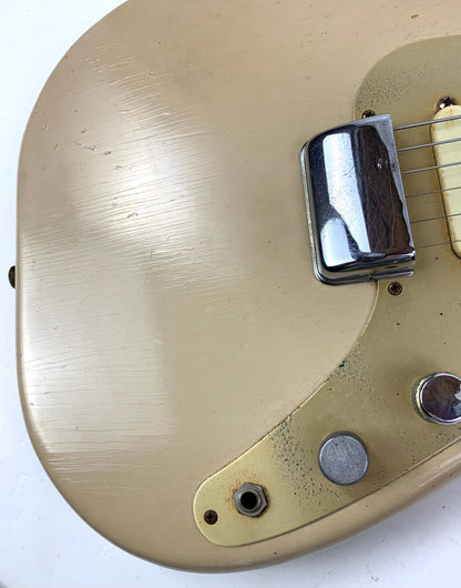 1957 Fender Duo Sonic Desert Sand Tan Wide Nut Maple Neck Anodized Guard w Original Case Pre-CBS