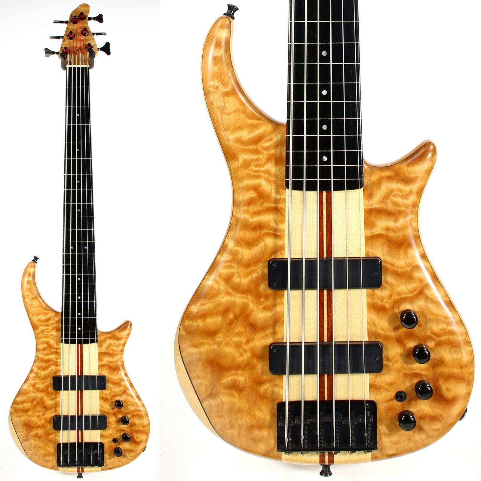 1999 Pedulla USA Thunderbolt 6-String Fretless Electric Bass Guitar | AAA Quilt Maple Body, Ebony Fingerboard, Bartolini Pickups!