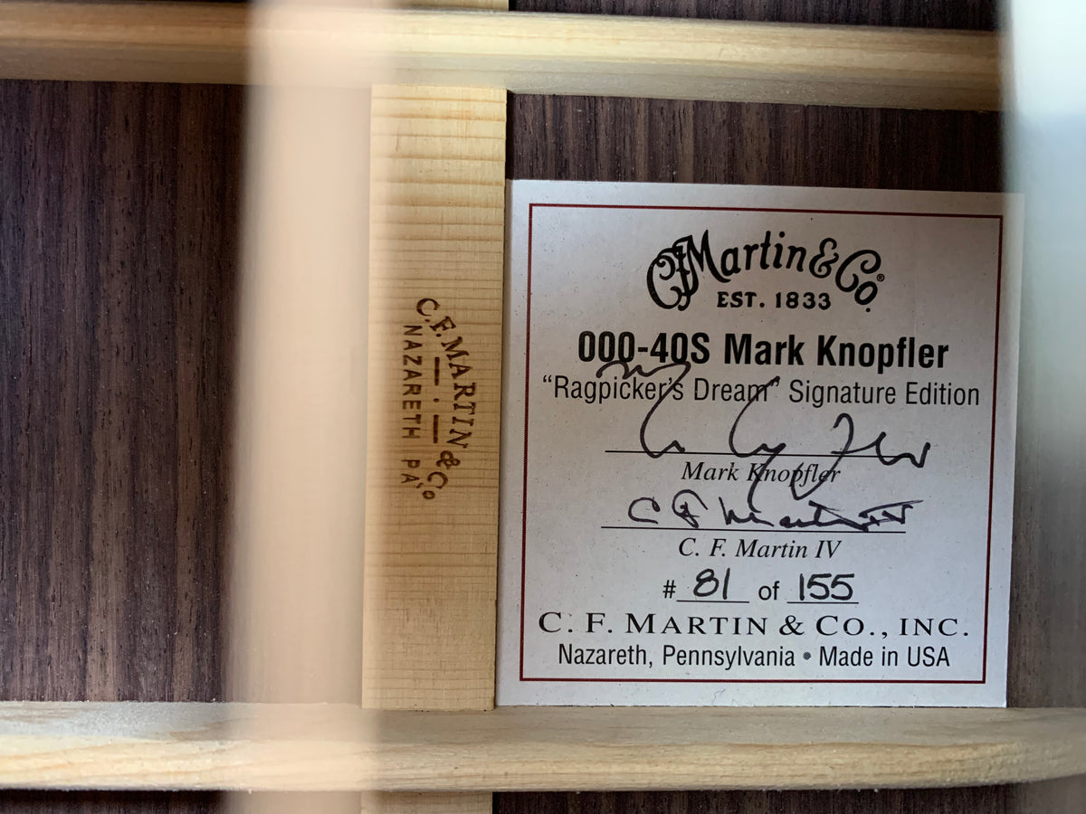 2006 Martin 000-40S Mark Knopfler Ragpicker's Dream Signature Edition - 000-45S, Signed Label