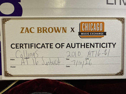 2016 Collings AT-16 Archtop 16 inch L-5 Owned by ZAC BROWN
