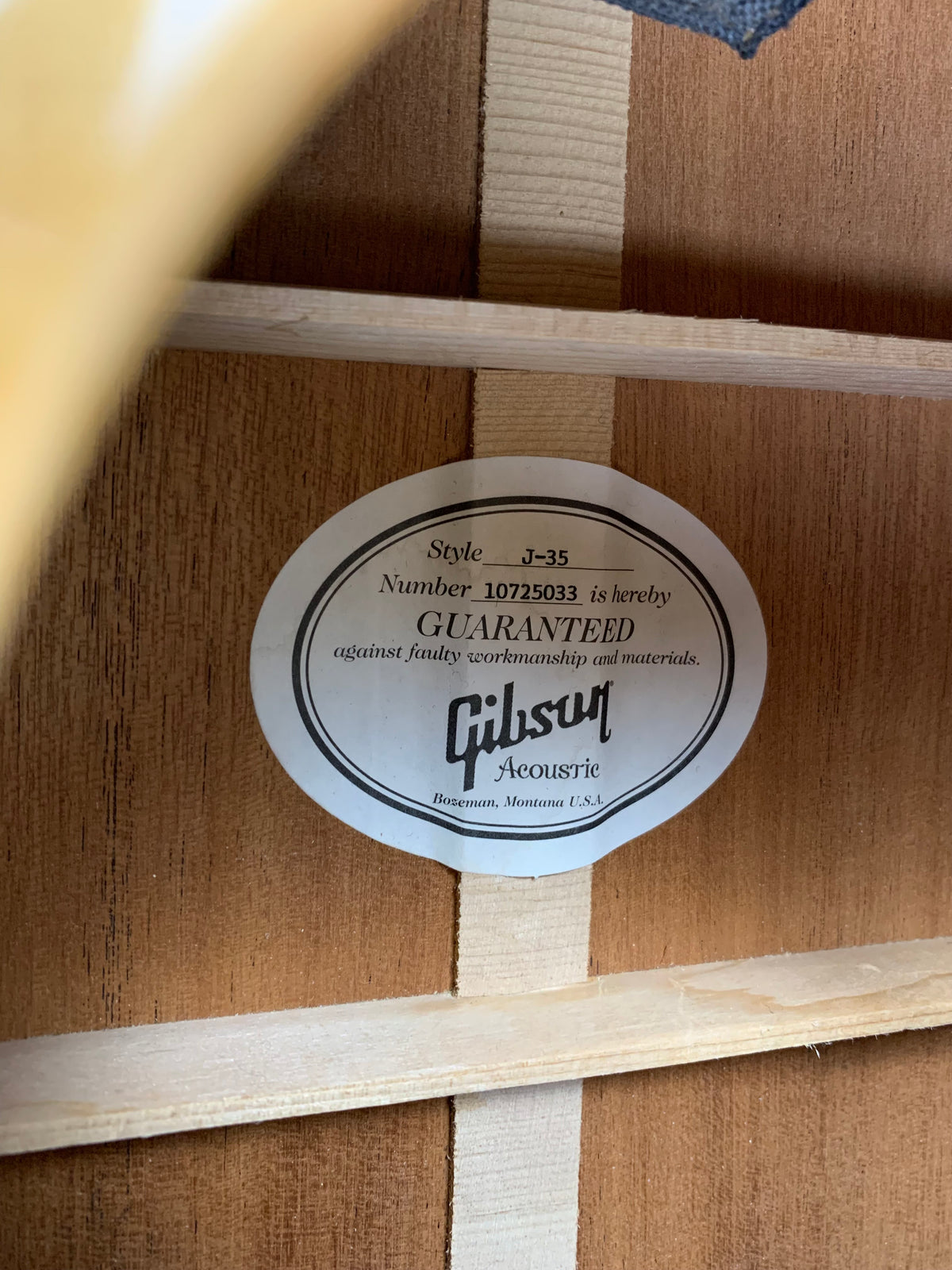 2015 Gibson Banner J-35 Montana Natural Finish w Original Case Dreadnought Acoustic Guitar
