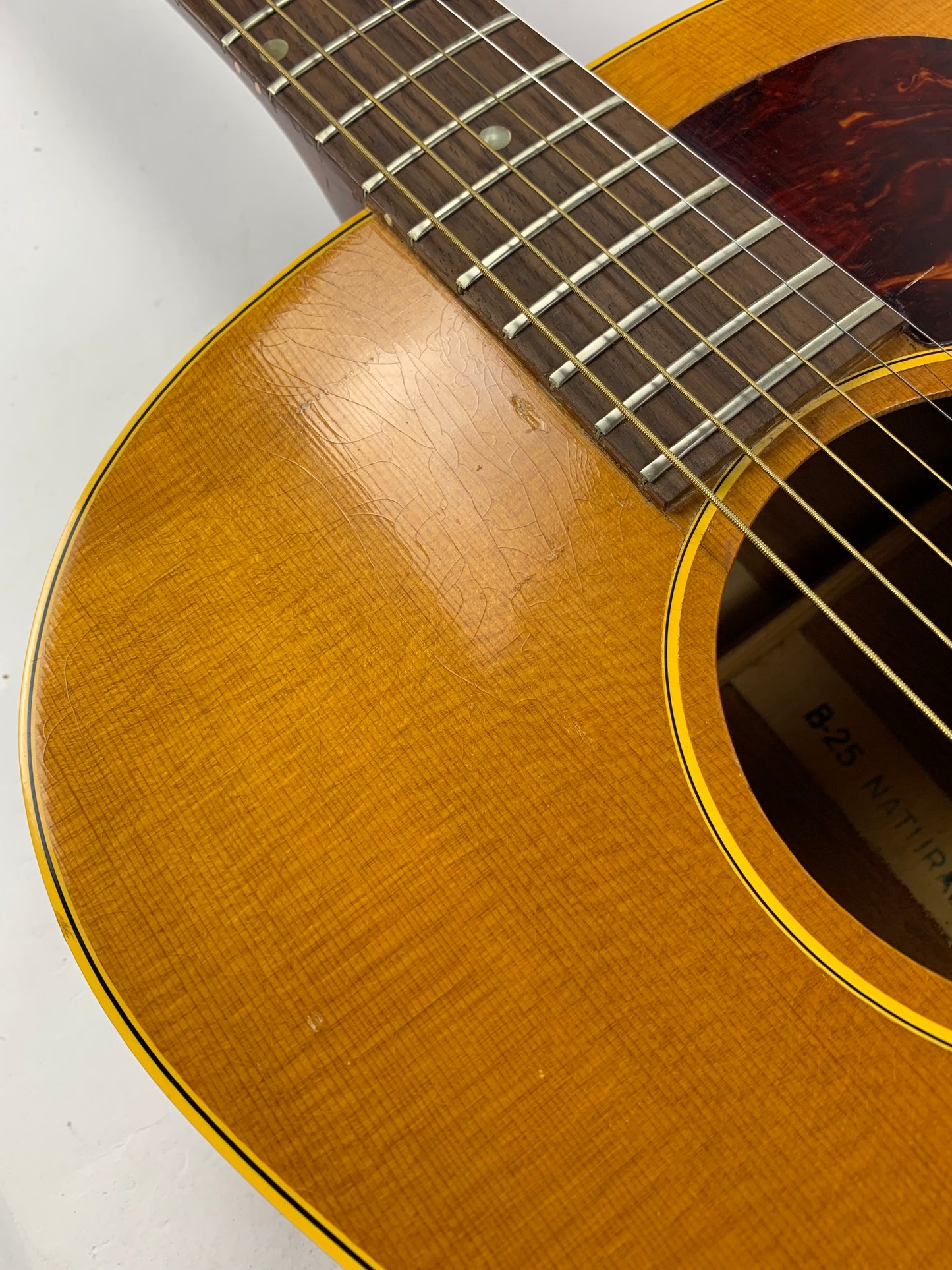 1966 Gibson B-25 N Natural Small Body Acoustic Guitar PROJECT w Original Chipboard Case
