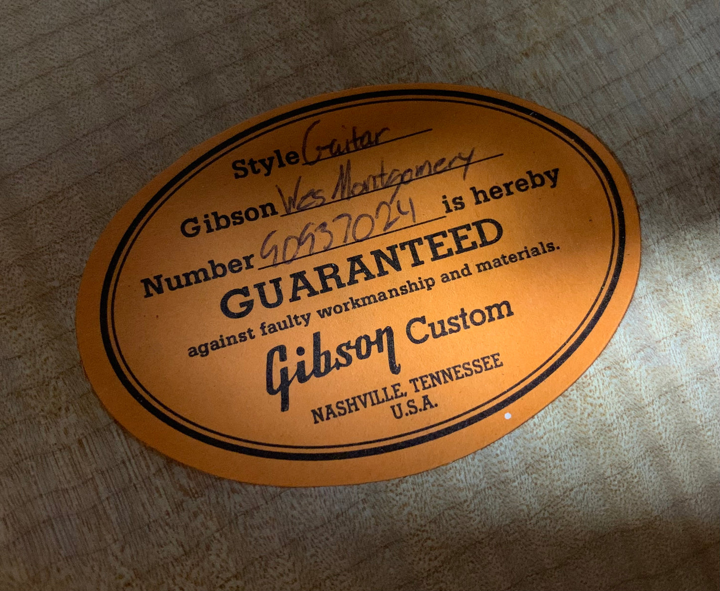 1997 Gibson Custom Shop Historic WES MONTGOMERY L-5 Sunburst One Pickup Signature Model Archtop Electric Guitar