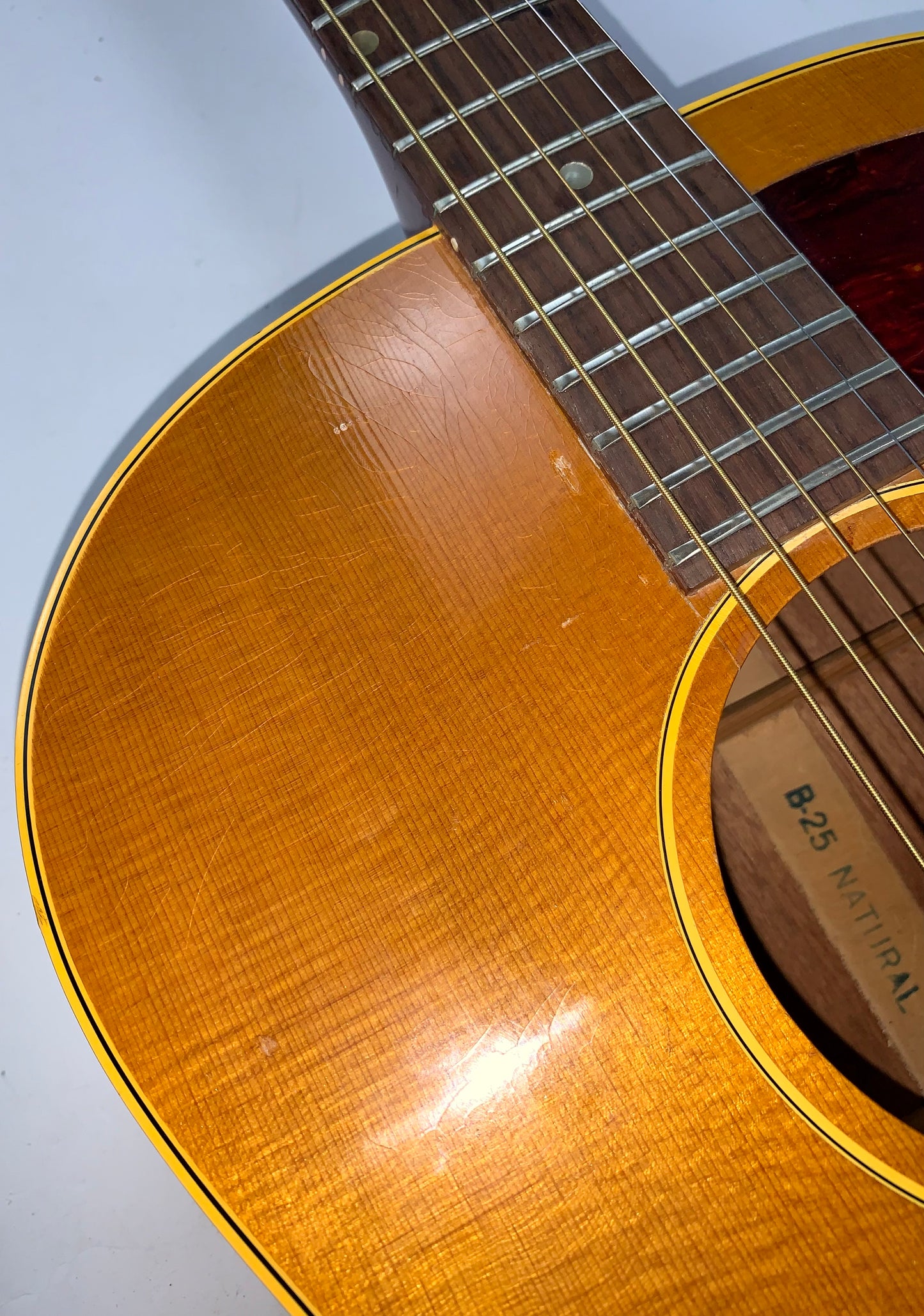 1966 Gibson B-25 N Natural Small Body Acoustic Guitar PROJECT w Original Chipboard Case
