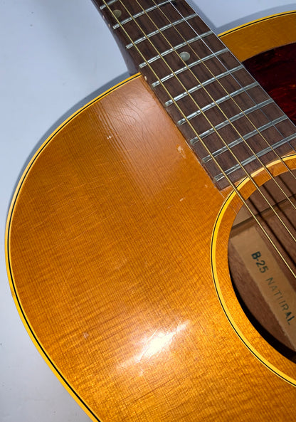 1966 Gibson B-25 N Natural Small Body Acoustic Guitar PROJECT w Original Chipboard Case
