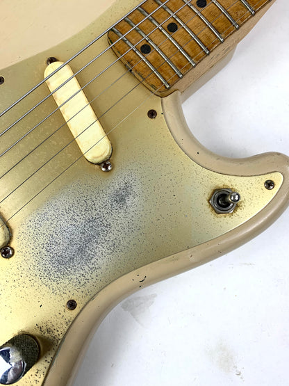 1957 Fender Duo Sonic Desert Sand Tan Wide Nut Maple Neck Anodized Guard w Original Case Pre-CBS
