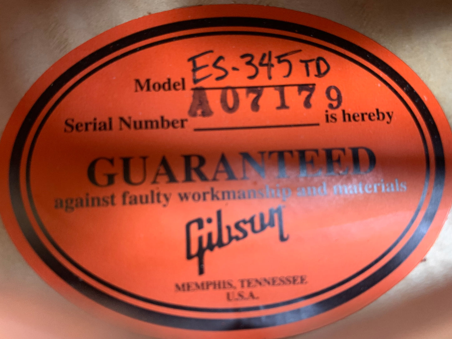 2015 Gibson Memphis 1959 ES-345 Reissue Sunburst Long Guard 50s Neck RARE MODEL!