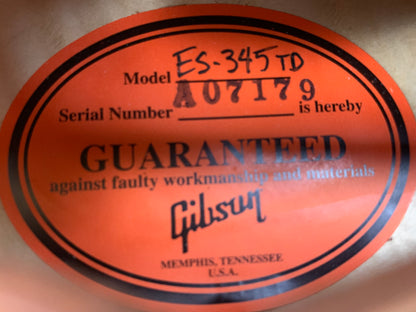 2015 Gibson Memphis 1959 ES-345 Reissue Sunburst Long Guard 50s Neck RARE MODEL!