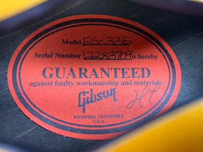 2013 Gibson Memphis ES-335 Dot Neck Sunburst Plain Top Semi Hollow Guitar w Original Case