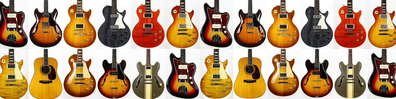 Large banner of guitars from many quality brands