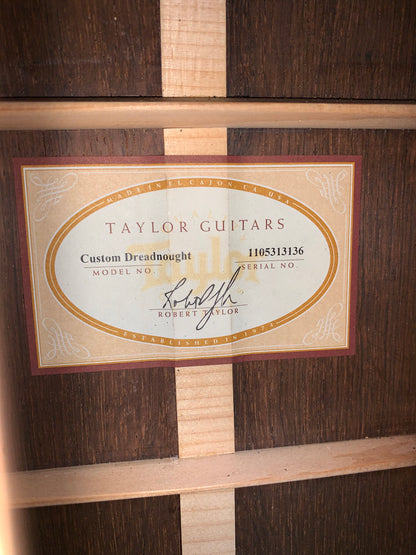 2013 Taylor Custom Shop Dreadnought BRAZILIAN ROSEWOOD Owned by ZAC BROWN One-Off Model