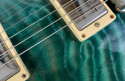 2004 Gibson Custom Shop Les Paul Elegant INSANE QUILT TOP! Peacock Green, Abalone Inlays, Ebony Board!