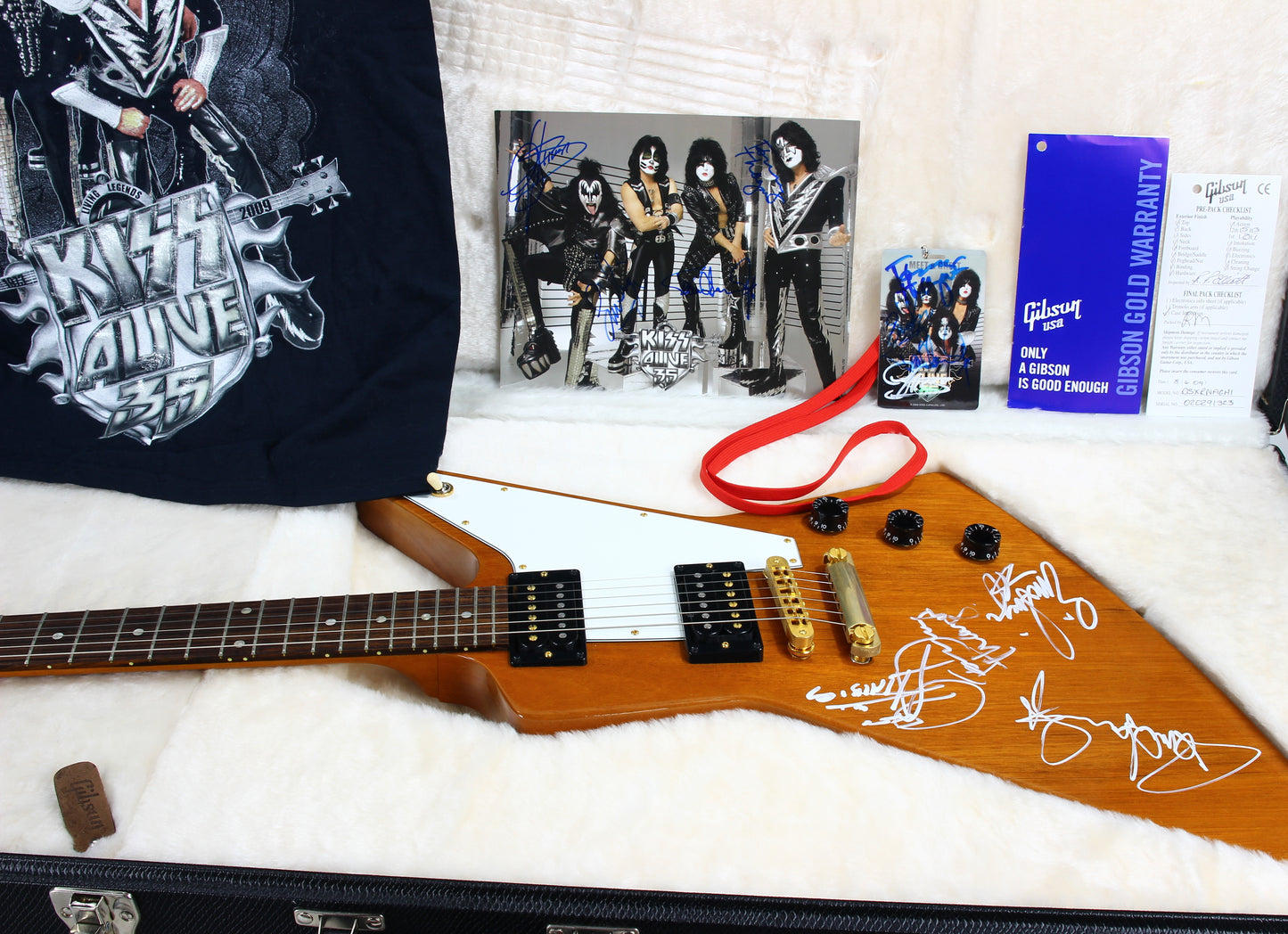 SIGNED BY KISS! 2009 Gibson '76 Reissue Explorer - Paul Stanley, Gene Simmons, Tommy Thayer, Eric Singer Autographs - Kiss Alive 35 Tour!