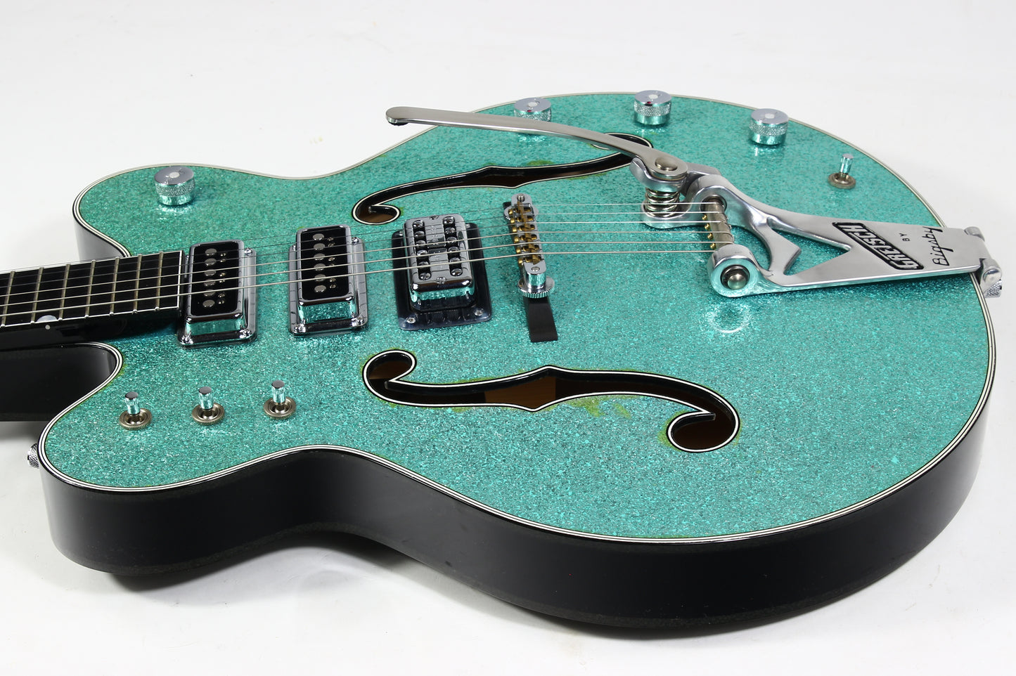 2015 Gretsch USA Custom Shop STEPHEN STERN G6136-CS DC Double Cut White Falcon Turquoise Sparkle 3-Pickup ONE-OFF!